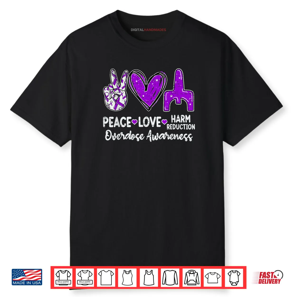 Peace Love Harm Reduction Overdose Awareness Ribbon Purple Shirt Peace Love Harm Reduction Overdose Awareness Ribbon Purple Shirt