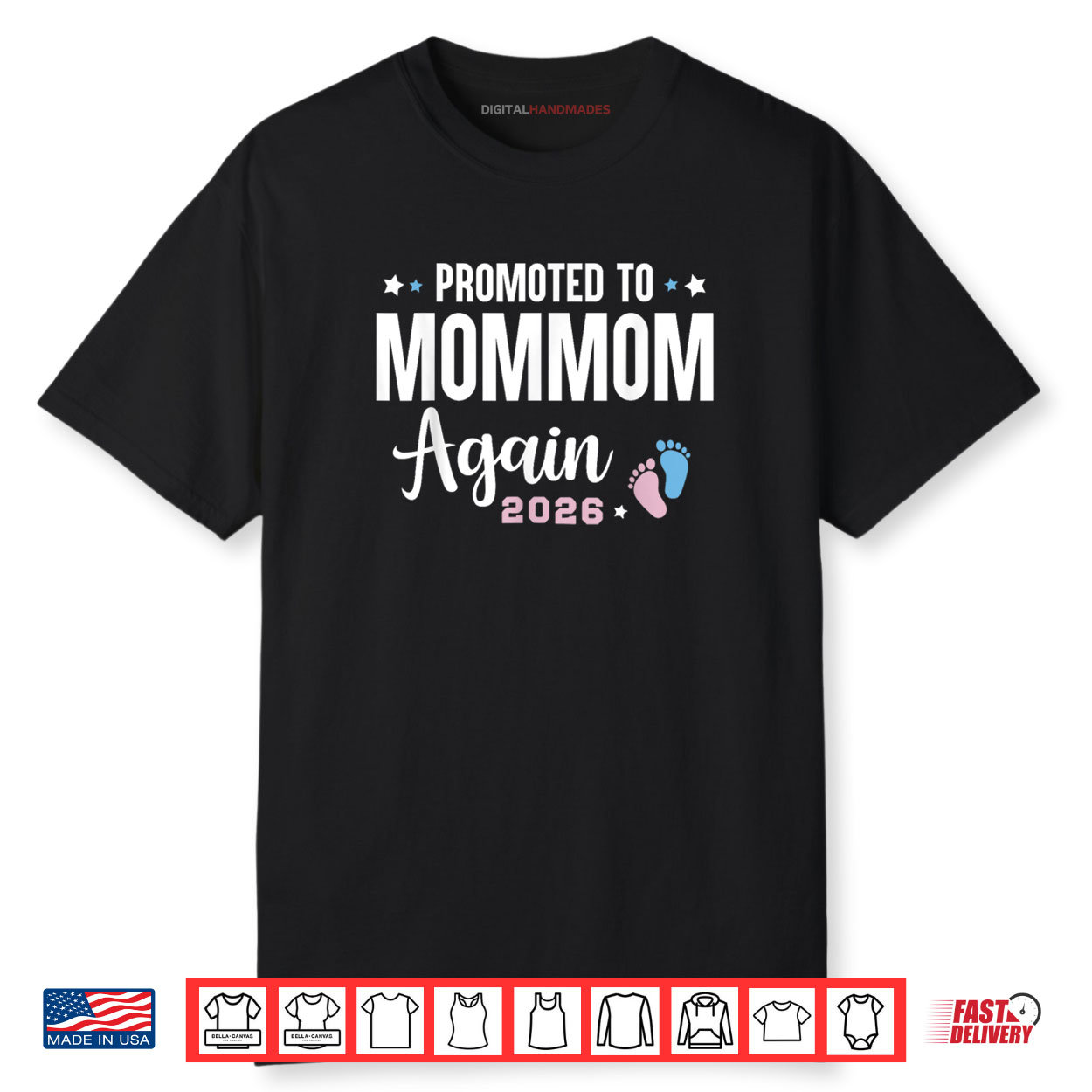 Promoted to Mommom Again 2026 Mommom to Be Shirt Promoted to Mommom Again 2026 Mommom to Be Shirt