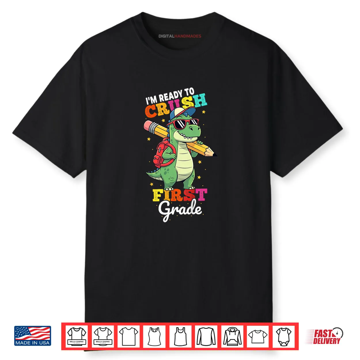 Ready to Crush First Grade Back to School Dinosaur Boys Shirt Ready to Crush First Grade Back to School Dinosaur Boys Shirt