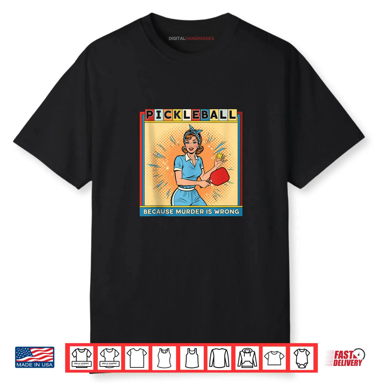 Retro Pickleball Because Murder is Wrong Shirt Retro Pickleball Because Murder is Wrong Shirt