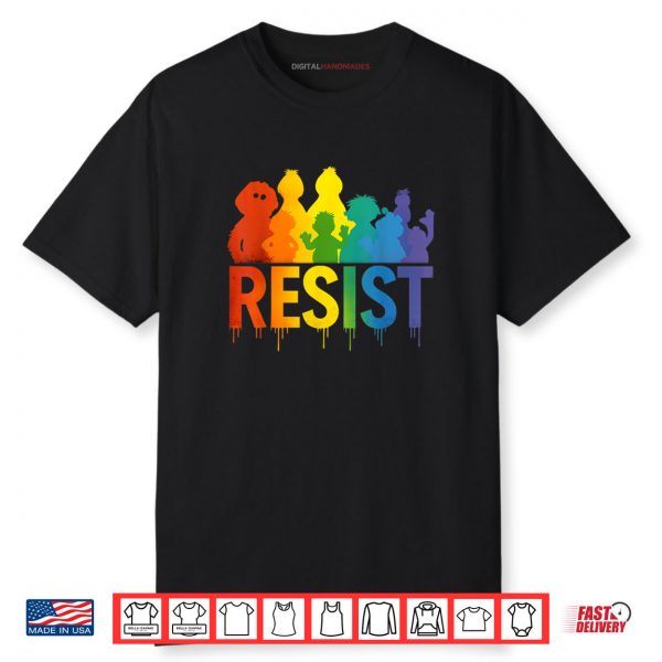 Save P.B.S Resist Rainbow Character Colours Graphic Costume Shirt