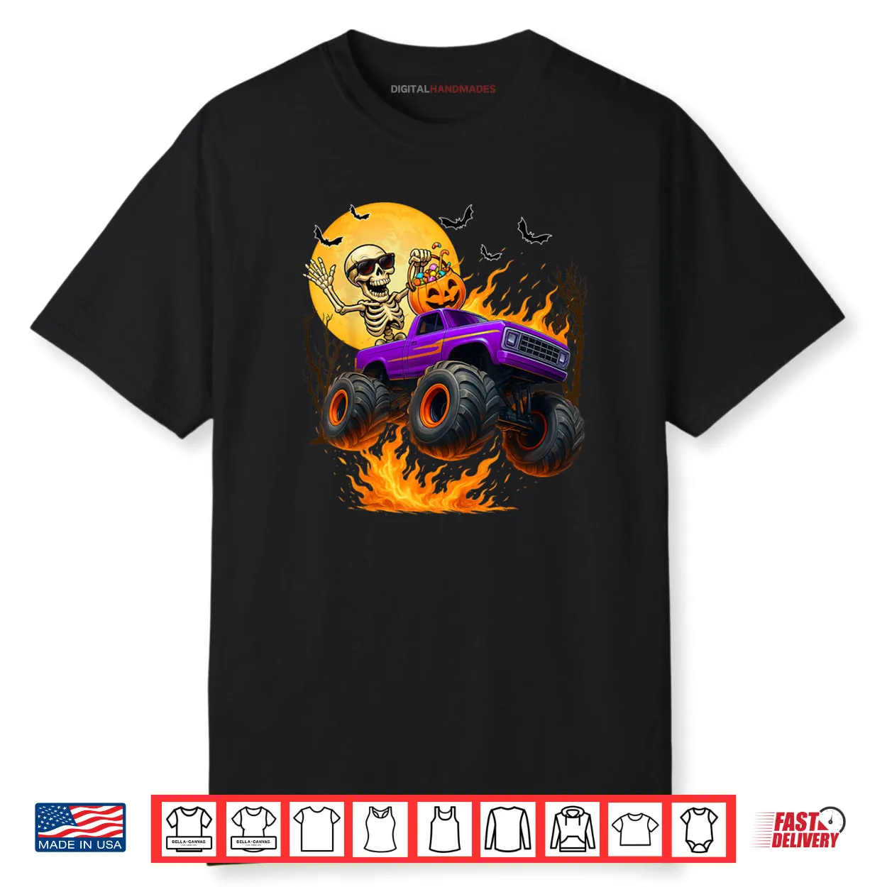 Spooky Skeleton Riding Monster Truck Halloween Costumes Shirt Spooky Skeleton Riding Monster Truck Halloween Costumes Shirt