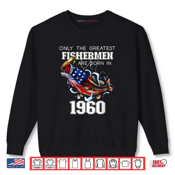 Sweatshirt 65th Birthday 1960 Fishermen Bass Fishing 65 Year Old Shirt