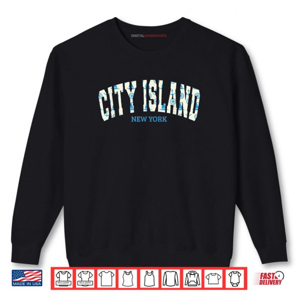 Sweatshirt City Island Anchor Sailboat Wheel NYC Design Shirt