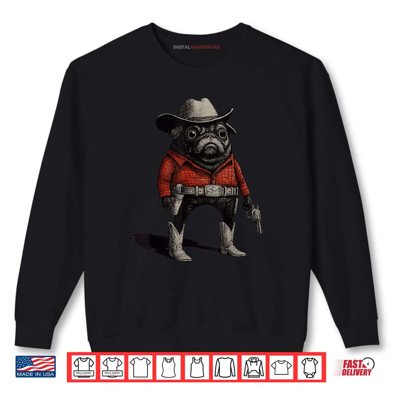 Cowboy Pug Dog Funny Western Outfit Red Pug Cowboy Meme Shirt Cowboy Pug Dog Funny Western Outfit Red Pug Cowboy Meme Shirt