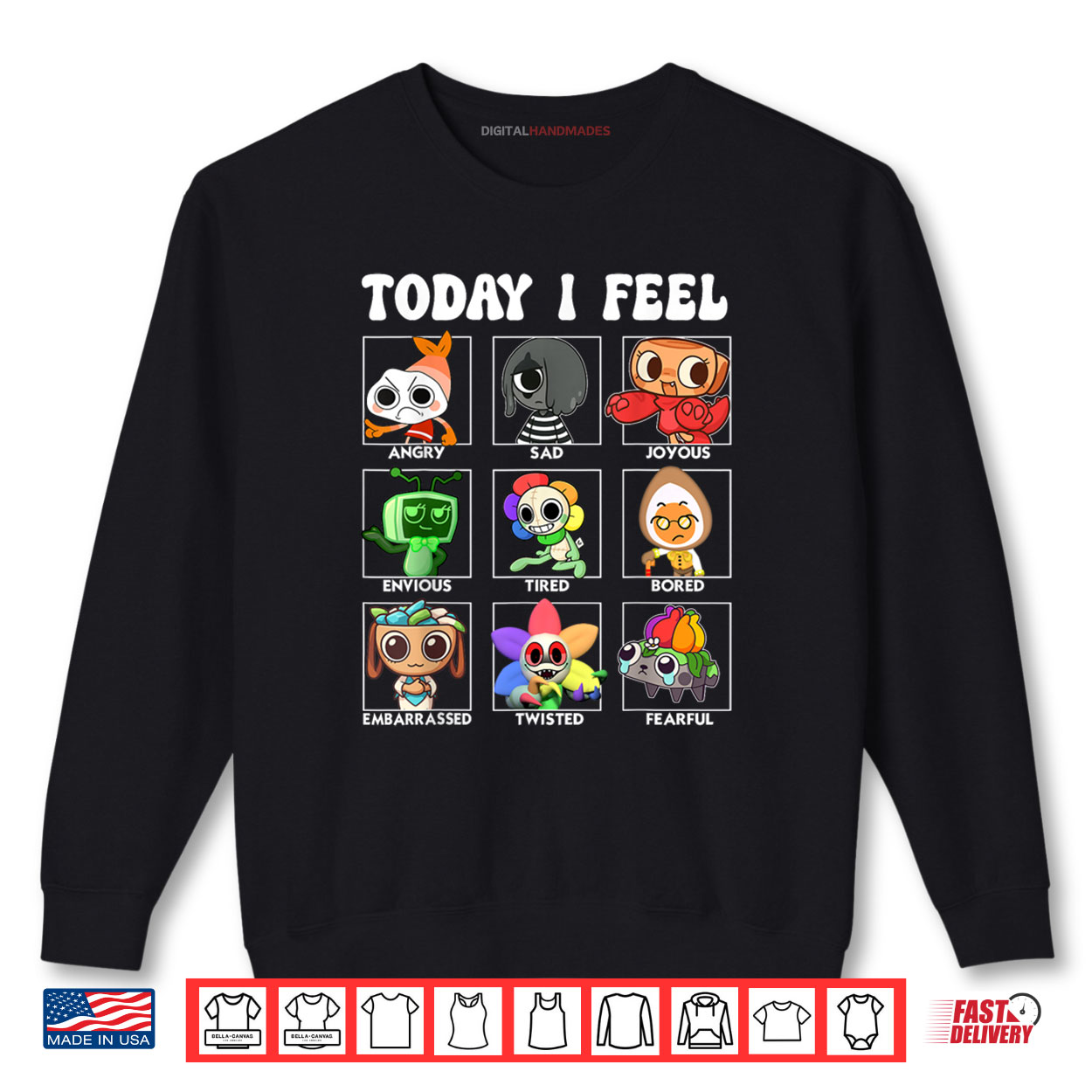 Dandy’s Toons Kids World Characters Today I Feel Panels Shirt Dandy’s Toons Kids World Characters Today I Feel Panels Shirt