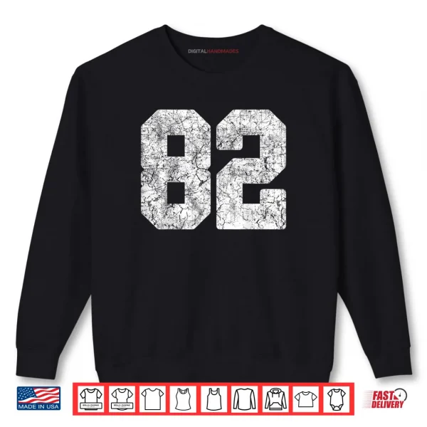 Sweatshirt Distressed White Number 82 Jersey Player Uniform Shirt