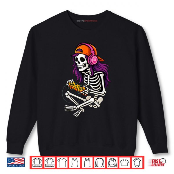 Sweatshirt Gamer Skeleton Halloween Girls Teens Women Video Gaming Shirt