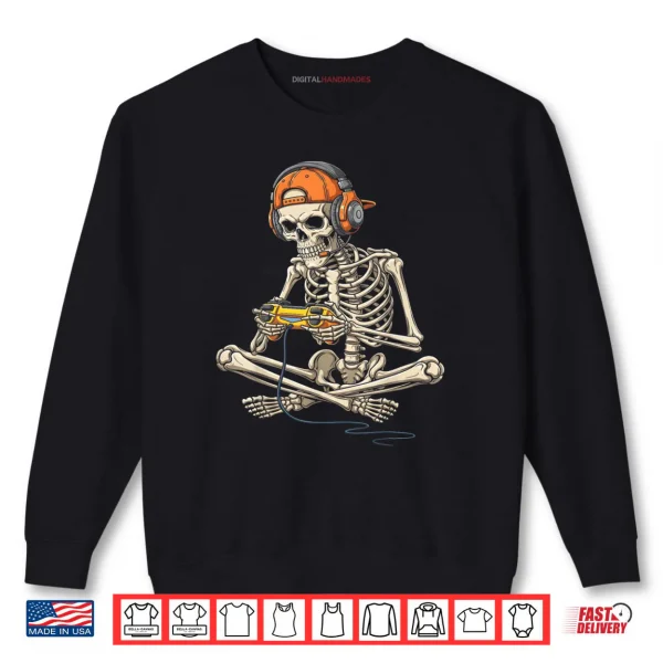 Sweatshirt Halloween Skeleton Gamer Video Gaming Funny Gaming Skeleton Shirt