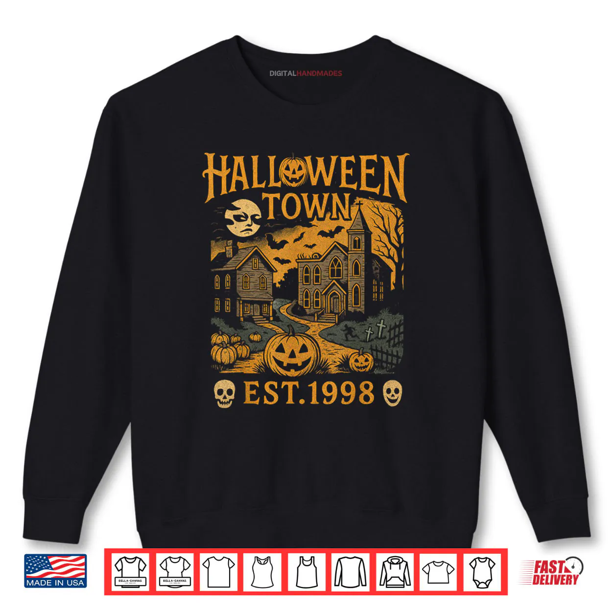 Halloween Town Scene Pumpkin Graveyard Horror Shirt Halloween Town Scene Pumpkin Graveyard Horror Shirt