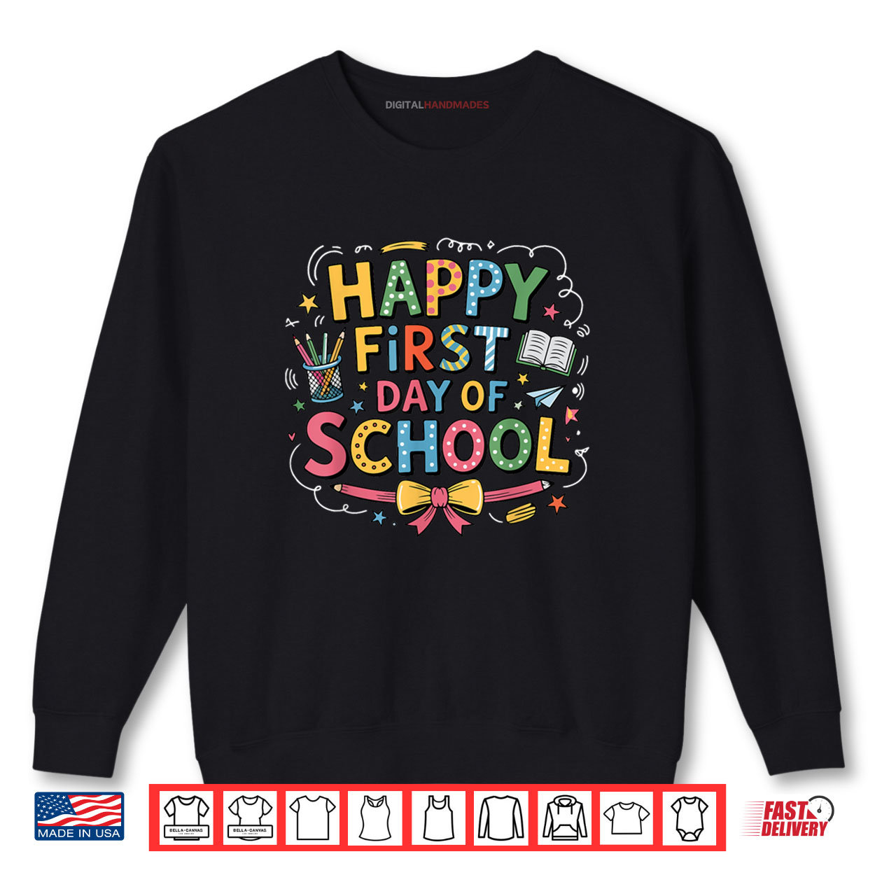 Happy First Day of School Pencil Teacher Kids Back to School Shirt Happy First Day of School Pencil Teacher Kids Back to School Shirt