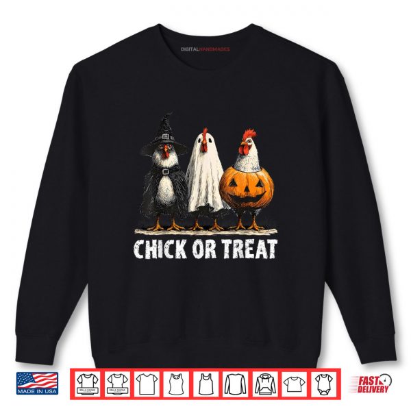 Sweatshirt Horror Funny Chick Or Treat Chickens Ghost Witchy Halloween Shirt