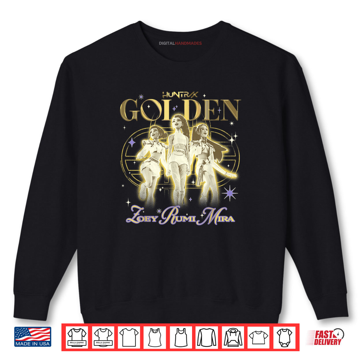 Huntrix Golden Zoey Rumi Mira Retro Shirt Huntrix Golden Zoey Rumi Mira Retro Shirt