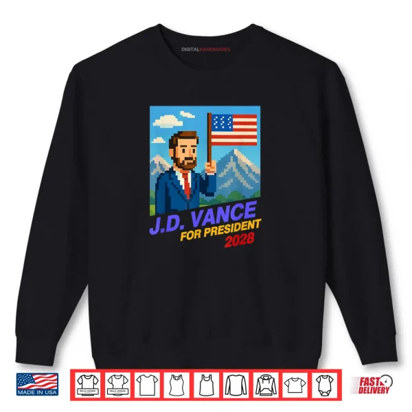 Sweatshirt JD Vance 2028 for President Retro Campaign 8 Bit Funny Shirt