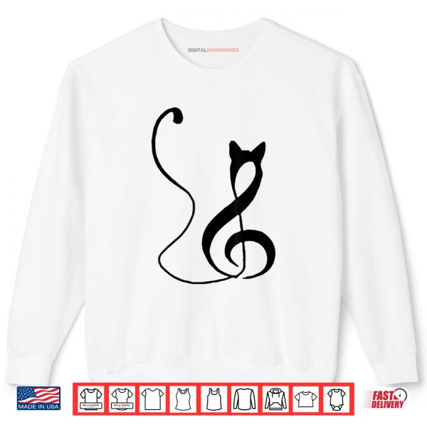 Sweatshirt Music Note Inspired Cat Minimalist Music Lover Design Shirt