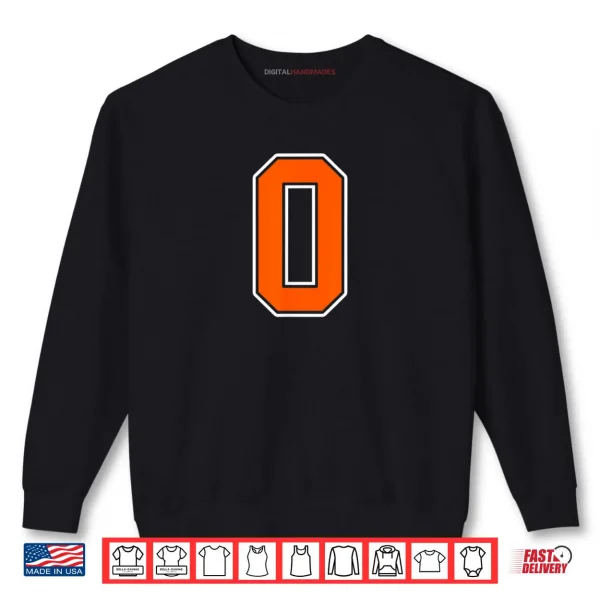 Sweatshirt Orange White Number 0 Jersey Player Uniform Shirt