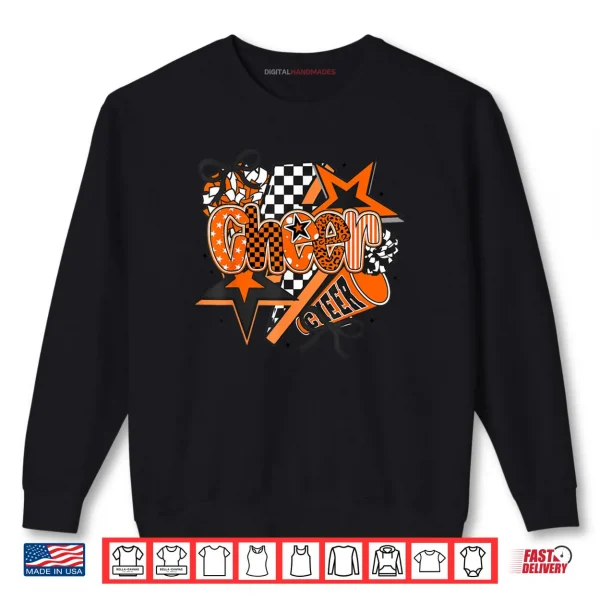 Sweatshirt Preppy Cheer Game Day Cheer Mom Cheerleader Go Cheer Orange Shirt