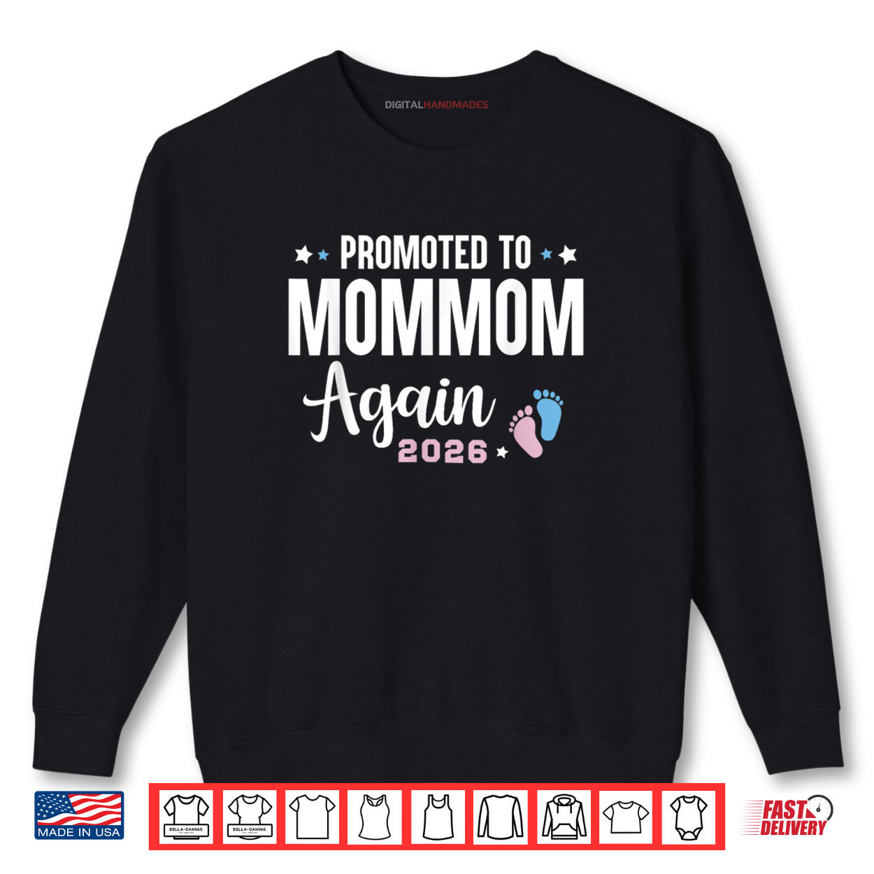 Promoted to Mommom Again 2026 Mommom to Be Shirt Promoted to Mommom Again 2026 Mommom to Be Shirt