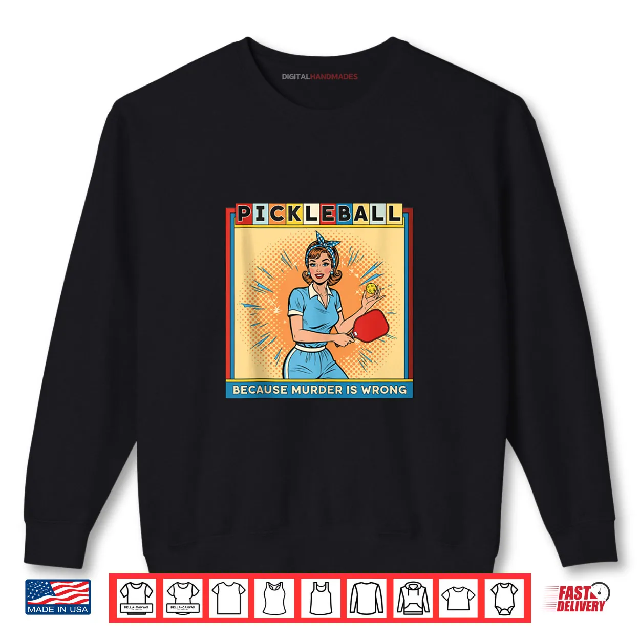 Retro Pickleball Because Murder is Wrong Shirt Retro Pickleball Because Murder is Wrong Shirt