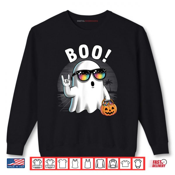 Sweatshirt Rock Ghost Retro Halloween Pumpkin Shirt