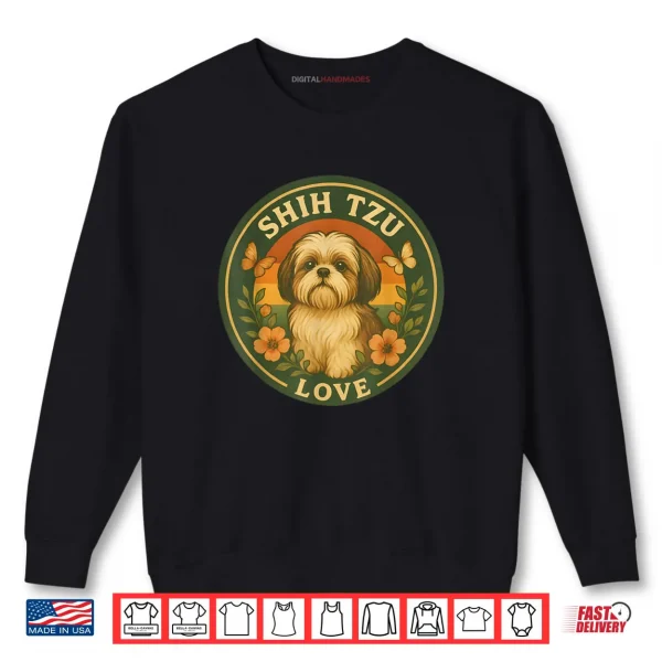 Shih tzu Dog Retro Floral Vintage Shih tzu Sunset Badge Shirt 1 Sweatshirt Shih tzu Dog Retro Floral Vintage Shih tzu Sunset Badge Shirt
