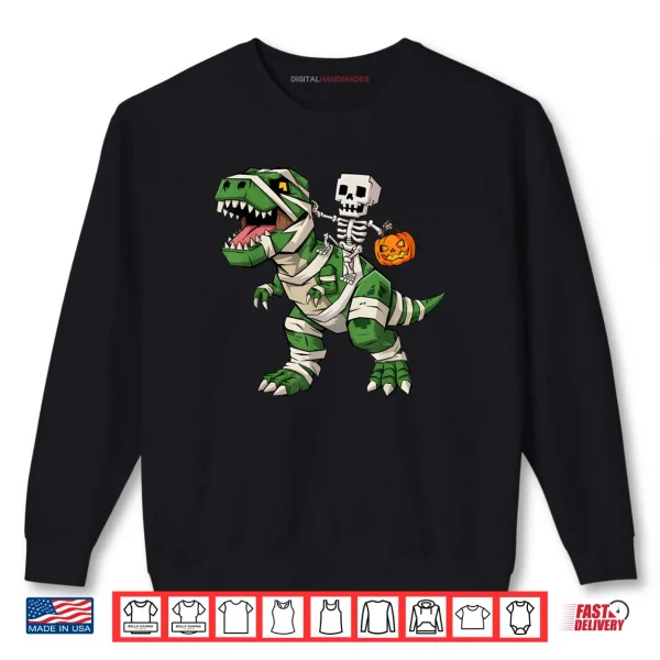 Sweatshirt Skeleton Dinosaur T rex Halloween Pumpkin Shirt