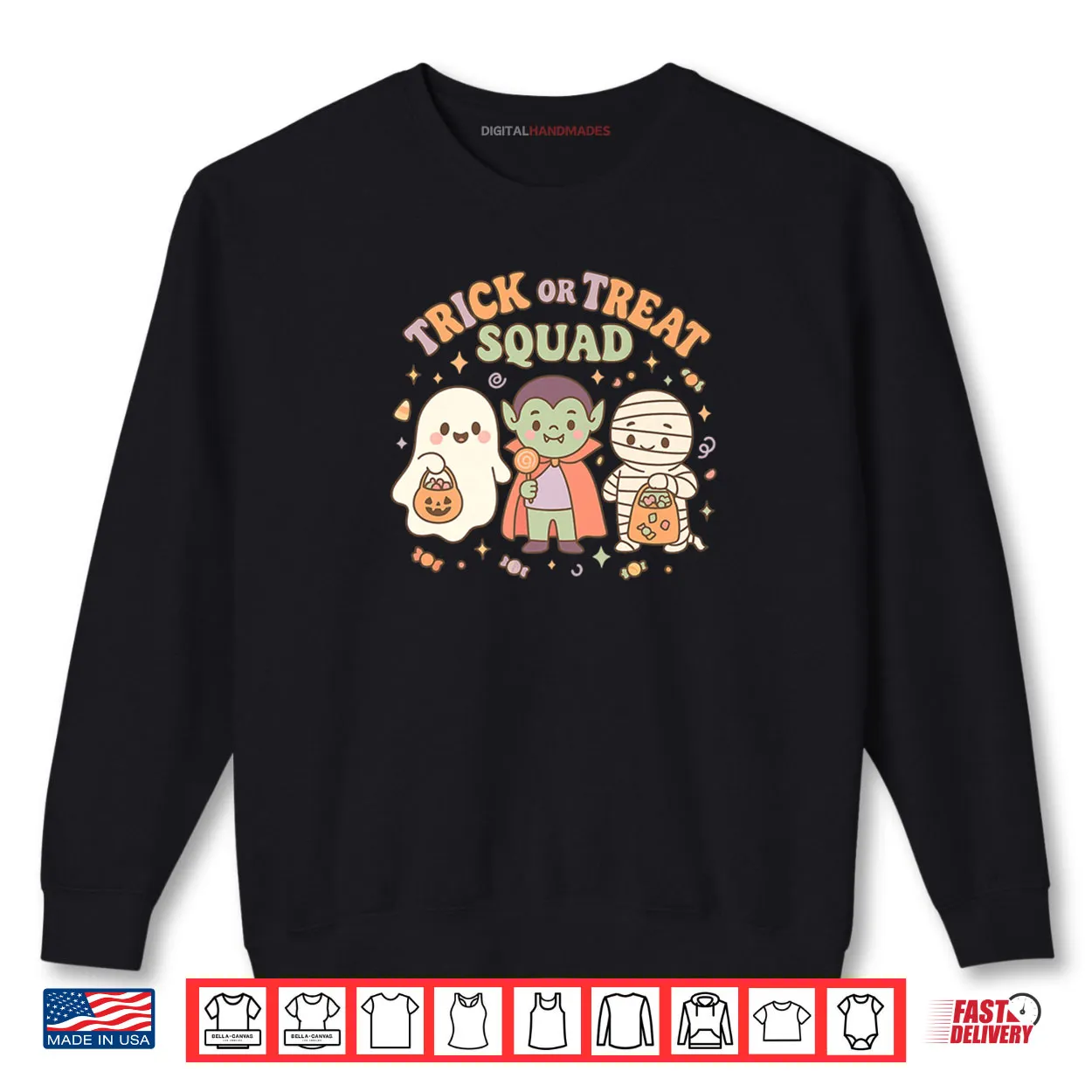 Trick or Treat Squad Pastel Halloween Ghost Vampire Mummy Shirt Trick or Treat Squad Pastel Halloween Ghost Vampire Mummy Shirt