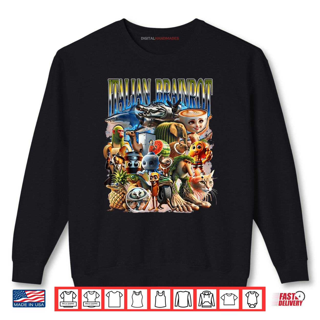 Types of Italian Brainrot Meme Character Hand Drawn Shirt Types of Italian Brainrot Meme Character Hand Drawn Shirt