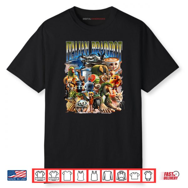 Types of Italian Brainrot Meme Character Hand Drawn Shirt