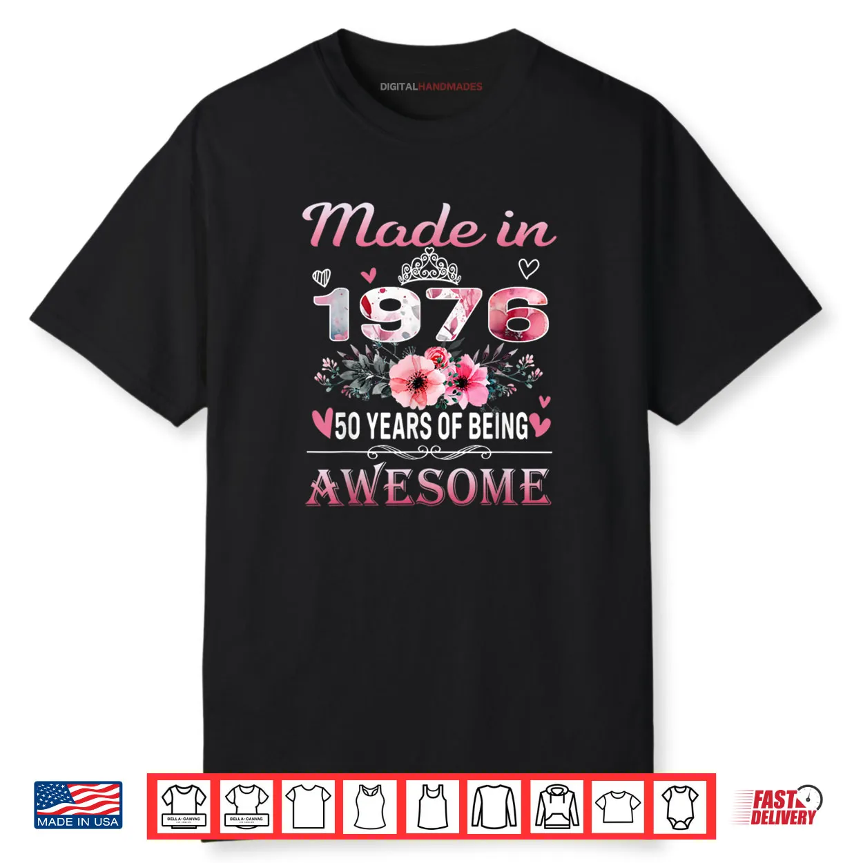 50th Birthday Made in 1976 50 Years of Being Awesome Floral Shirt 50th Birthday Made in 1976 50 Years of Being Awesome Floral Shirt