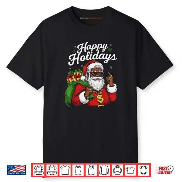 African American Santa Claus Black Christmas Cool Happy Xmas Shirt