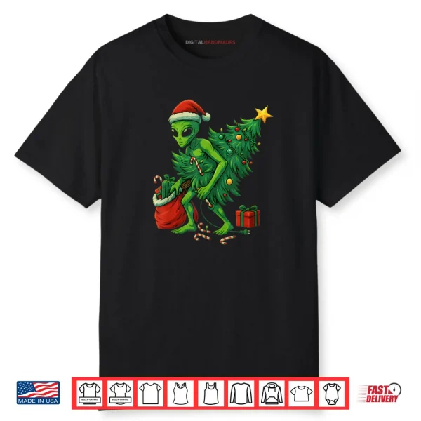 Alien Christmas Tree Lights Xmas Shirt