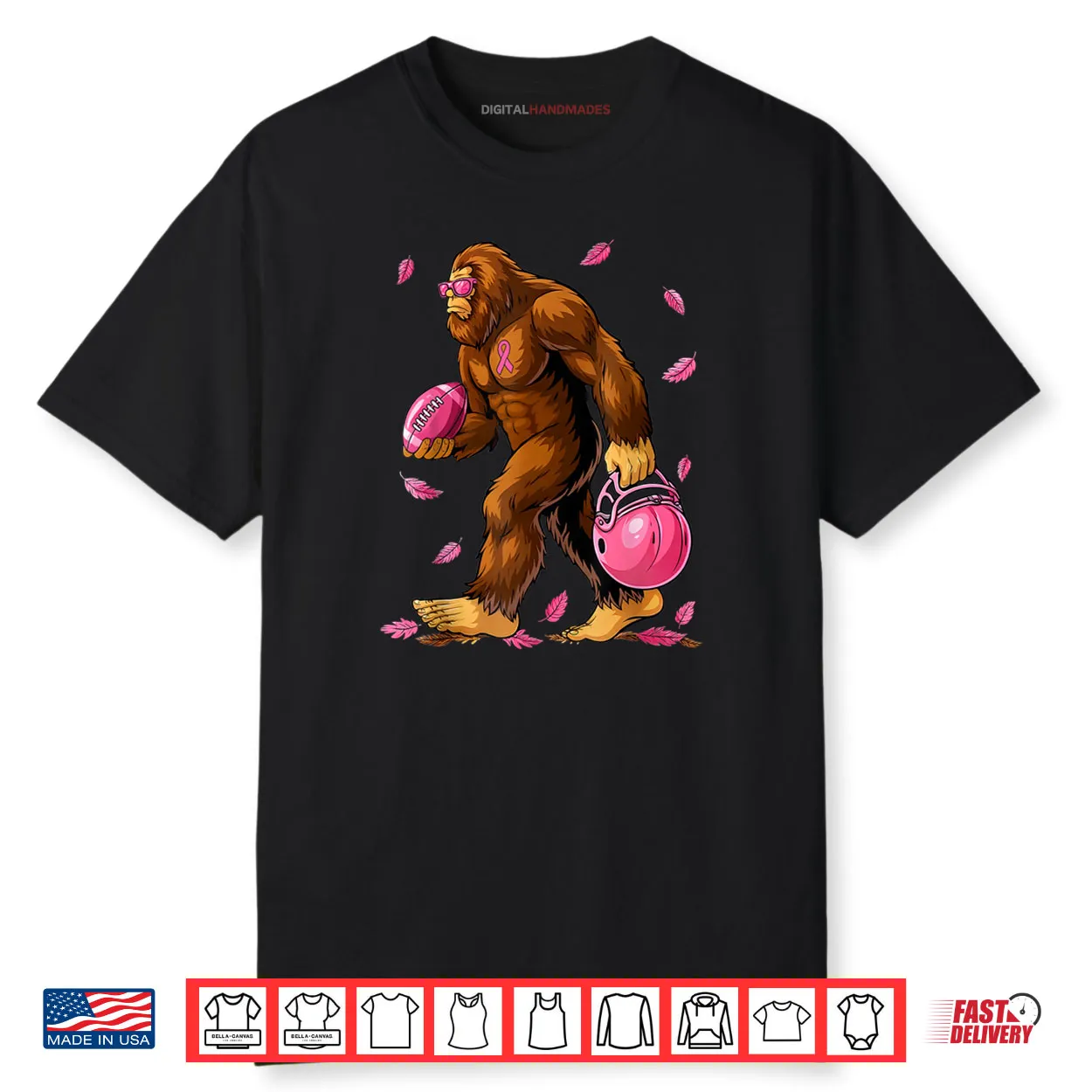 Bigfoot Football Pink Ribbon Breast Cancer Awareness Shirt Bigfoot Football Pink Ribbon Breast Cancer Awareness Shirt