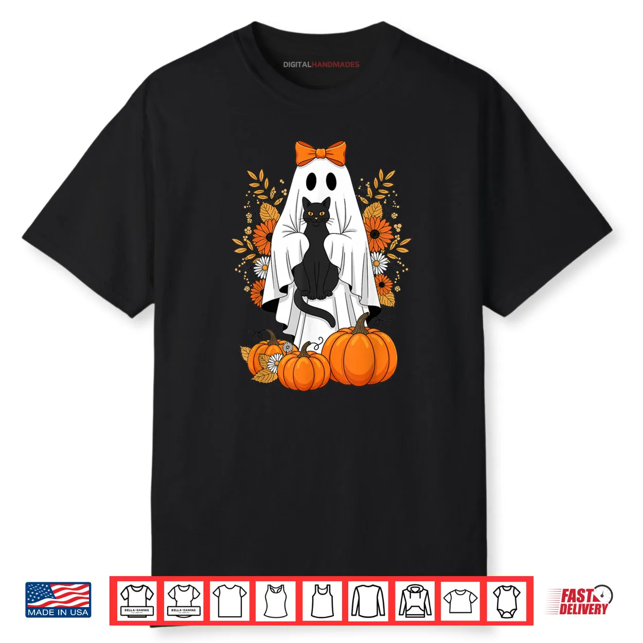Black Cat Ghost Pumpkin Cute Fall Halloween Shirt Black Cat Ghost Pumpkin Cute Fall Halloween Shirt