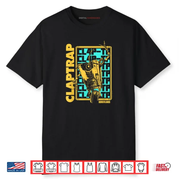 Borderlands Claptrap Repeating Text Video Game Shirt