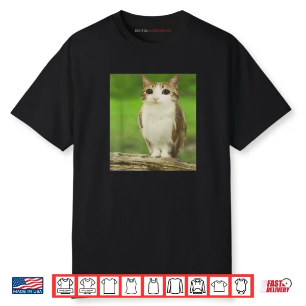 Cat Owl Funny Cursed Internet Trendy Meme Shirt