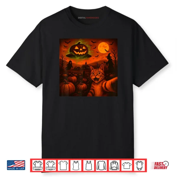Cat Selfie Pumpkin Ghost Halloween Shirt