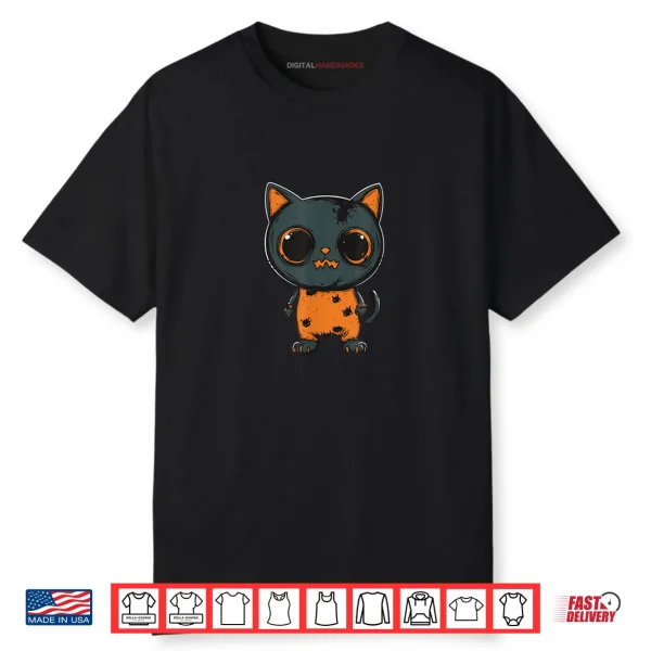 Cat Zombie Comic Halloween Shirt