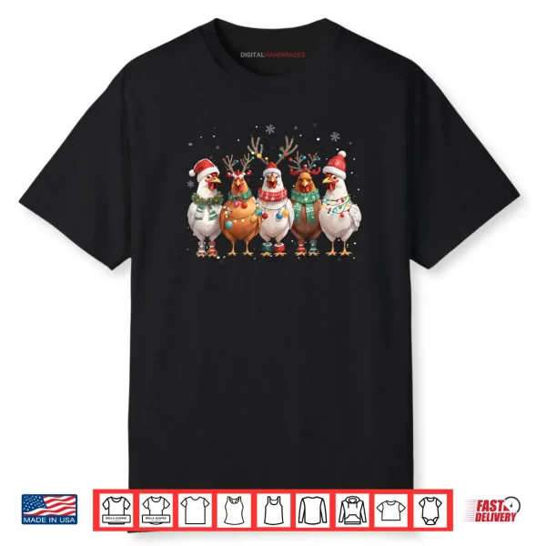 Christmas Lights Chicken Santa Funny Xmas Tree Shirt
