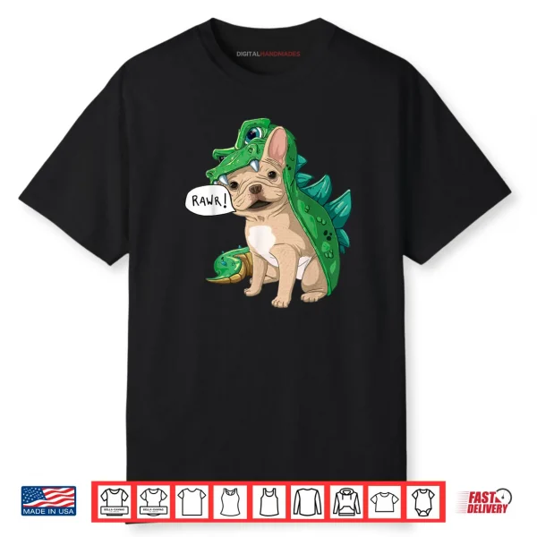 Cream French Bulldog Dinosaur Dragon Costume Halloween Shirt