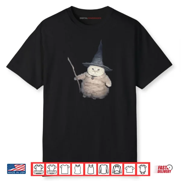 Cute Funny Wizard Cat Weird Kitten Cat Meme Spooky Halloween Shirt