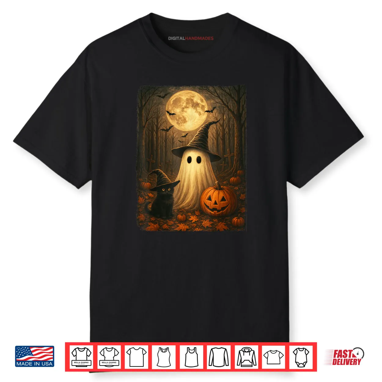 Cute Ghost Black Cat Halloween Witch Pumpkin Dark Forest Shirt Cute Ghost Black Cat Halloween Witch Pumpkin Dark Forest Shirt