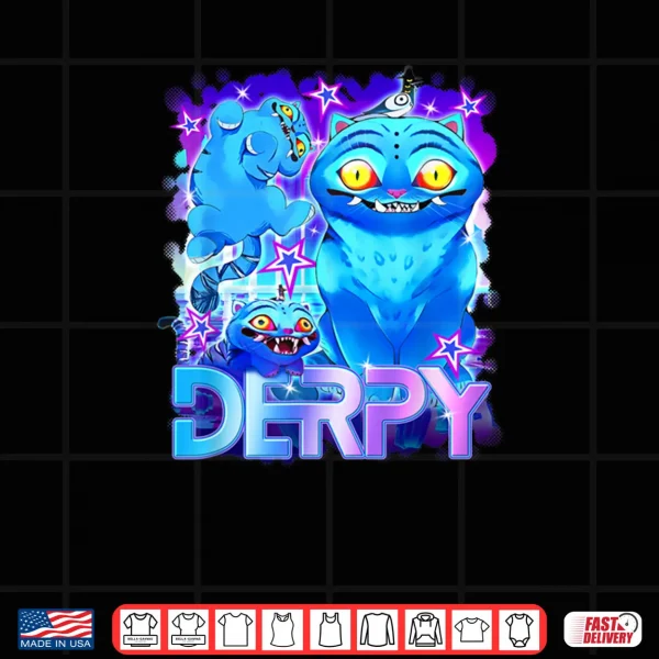 Design 2025 Anime Cute Blue Tiger Derpy Vintage Shirt