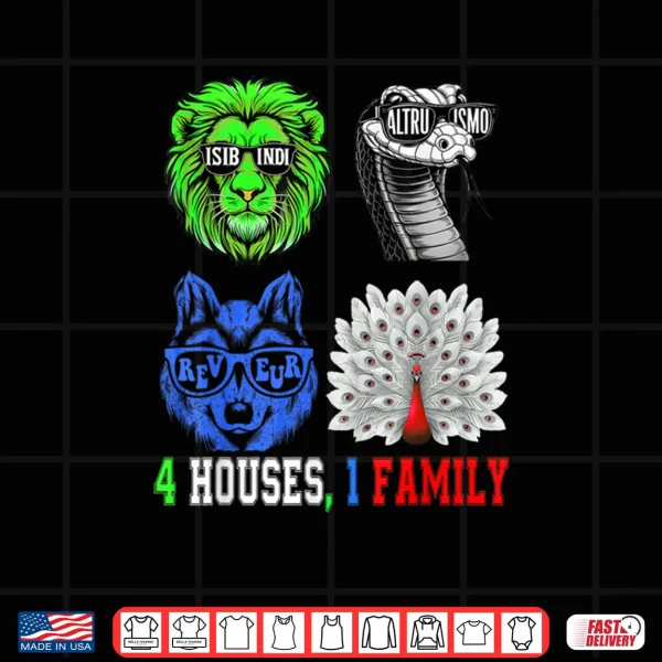 Design AMISTAD ISIBINDI ALTRUISMO REVEUR 4 Houses 1 Family Shirt