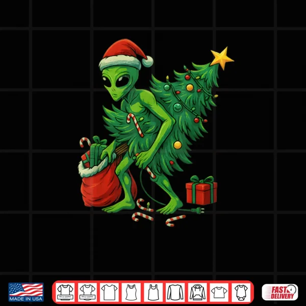 Design Alien Christmas Tree Lights Xmas Shirt