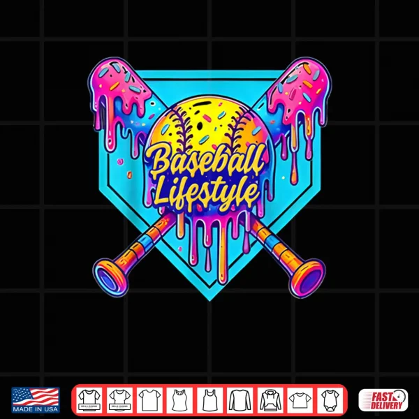 Design Baseball Lifestyle 101 Apparel Youth Baseball Drip Ice Cream Shirt