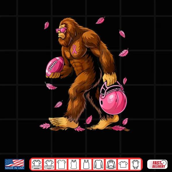 Bigfoot Football Pink Ribbon Breast Cancer Awareness Shirt 3 Design Bigfoot Football Pink Ribbon Breast Cancer Awareness Shirt