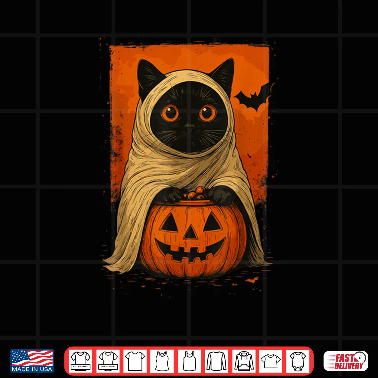 Black Cat Halloween Pumpkin Spooky Ghost Funny Vintage Shirt Black Cat Halloween Pumpkin Spooky Ghost Funny Vintage Shirt