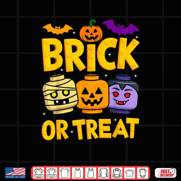 Design Brick or Treat Halloween Master Builder Blocks Building Shirt