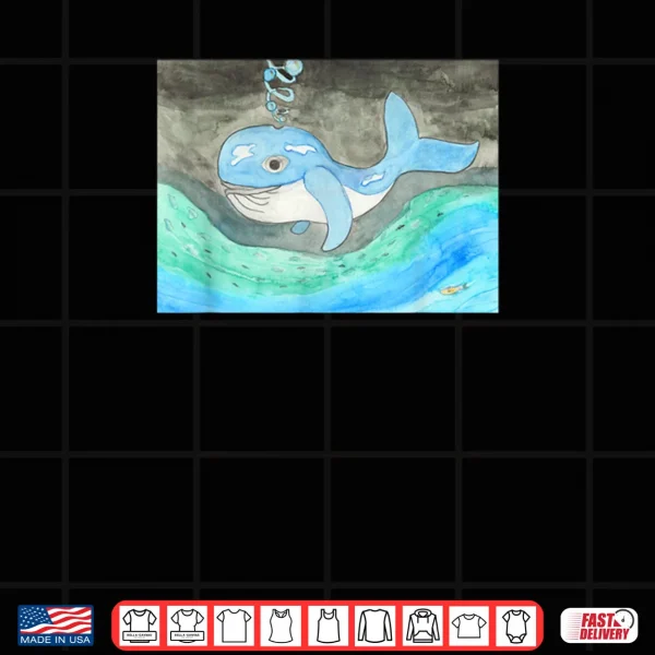 Design Cartoon Watercolor Whale Shirt